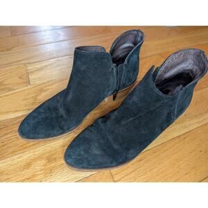 Vero Cuoio Women's Black Suede Ankle Boots Block Heel Made in Italy Size 9